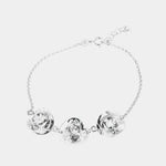 Bracciale in Argento 925 con cristalli colorati su trio di piastre martellata
