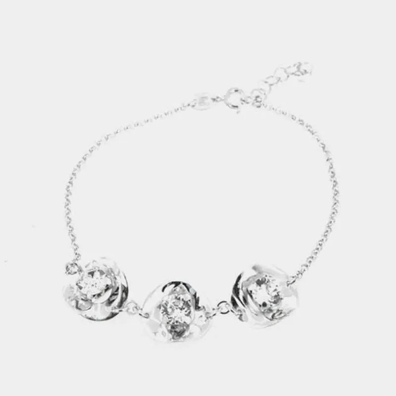 Bracciale in Argento 925 con cristalli colorati su trio di piastre martellata