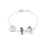 Bracciale in Argento 925 con cristalli colorati su trio di piastre martellata
