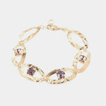 Bracciale in Argento 925 con cristalli colorati su ovali martellati