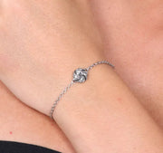 Bracciale in Argento 925 a forma di nodo stile antico con cristalli fume' e bianchi