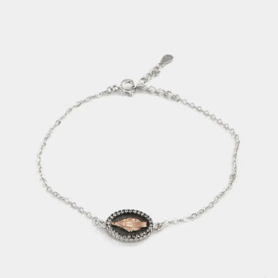 Bracciale in Argento 925 con amuleto religioso su rutenio e giro di zirconi bianchi