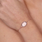 Bracciale in Argento 925  con amuleto religioso e zirconi neri