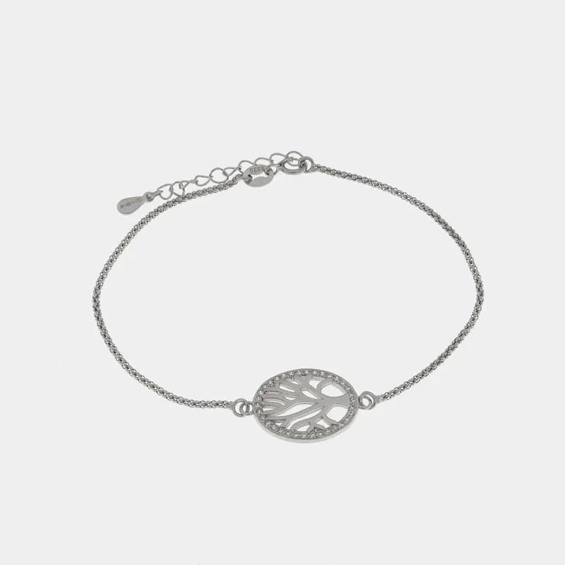 Bracciale in Argento 925  con albero della vita e zirconi bianchi
