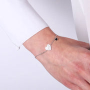 Bracciale in Argento 925 con cuore pavè centrale impreziosito da zirconi bianchi