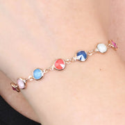 Bracciale in Argento 925 impreziosito da giro di cristalli multicolore