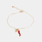 Bracciale in Argento 925 con corno portafortuna in smalto rosso e quadrifoglio - BYSIMON gioielli