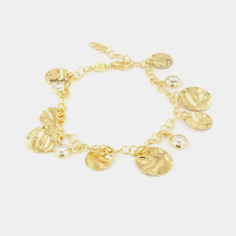 Bracciale in Argento 925 con ciondoli modello schiava e cristalli bianchi pendenti
