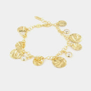 Bracciale in Argento 925 con ciondoli modello schiava e cristalli bianchi pendenti