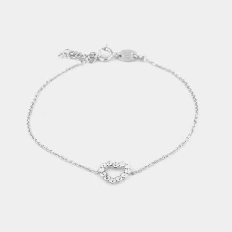 Bracciale in Argento 925 cuoricino con punti luce di cristalli bianchi