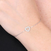 Bracciale in Argento 925 cuoricino con punti luce di cristalli bianchi
