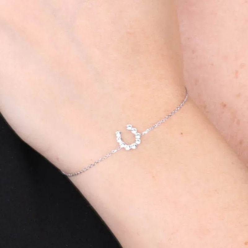 Bracciale in Argento 925  ferro di cavallo con punti luce di cristalli bianchi