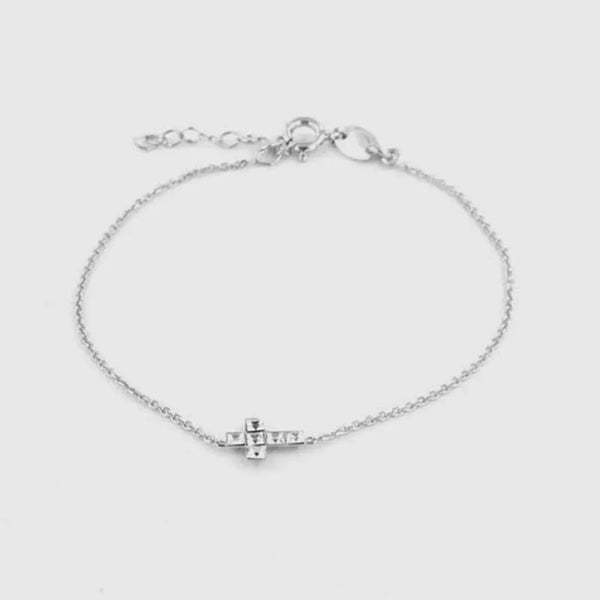 Bracciale in Argento 925 croce e cristalli
