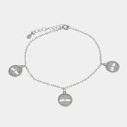 Bracciale in Argento 925 con alberi della vita pendenti arricchiti da zirconi bianchi