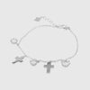 Bracciale in Argento 925 con giro di croci lisce e zirconi bianchi pendenti