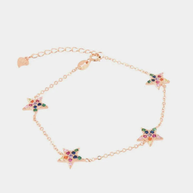 Bracciale in Argento 925 con stelle impreziosite da zirconi multicolor