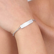Bracciale in Argento 925 con barra centrale pavè e maglia a catena