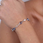 Bracciale in Argento 925 con giro di cristalli colorati bicolore - BYSIMON gioielli