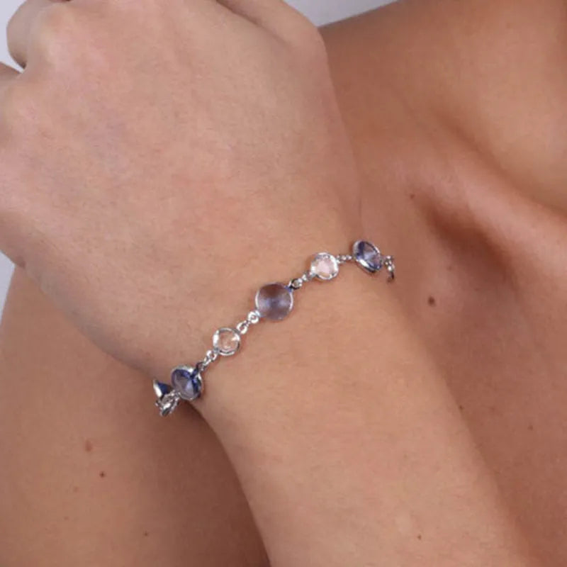 Bracciale in Argento 925 con giro di cristalli colorati bicolore - BYSIMON gioielli