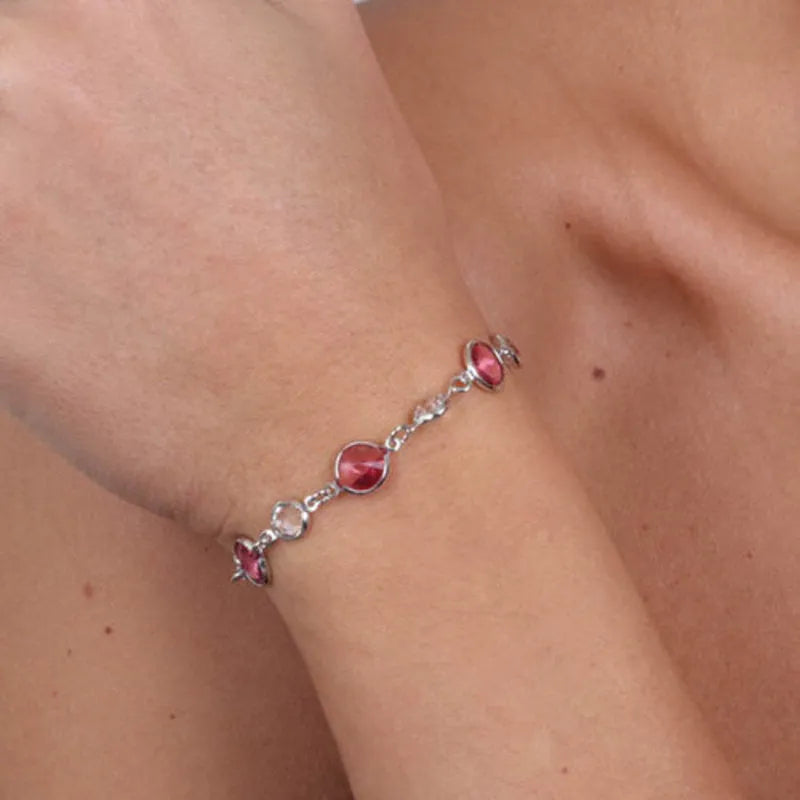 Bracciale in Argento 925 con giro di cristalli colorati bicolore