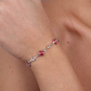 Bracciale in Argento 925 con giro di cristalli colorati bicolore