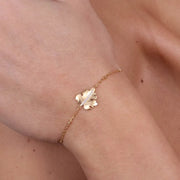 Bracciale in Argento 925 con foglia centrale arricchita da zirconi bianchi