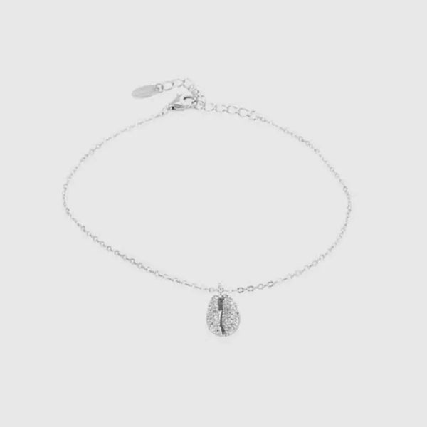 Bracciale in Argento 925 con conchiglia pendente bianca zirconata