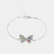 Bracciale in Argento 925 semi-rigido, con farfalla centrale impreziosita da cristalli multicolore sulle ali.