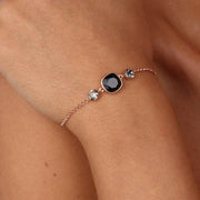 Bracciale in Argento 925 con trio di cristalli sulle tonalità del nero fumè