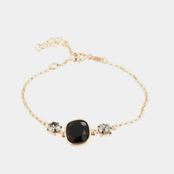 Sterling Silver 925 bracelet with a trio of smoky black crystals