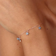 Bracciale in Argento 925  con pendenti a forma di stelle a zirconi colorati