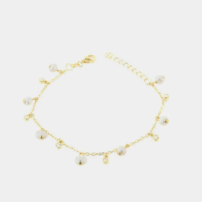 Bracciale in Argento 925 con zirconi e perle di acqua dolce