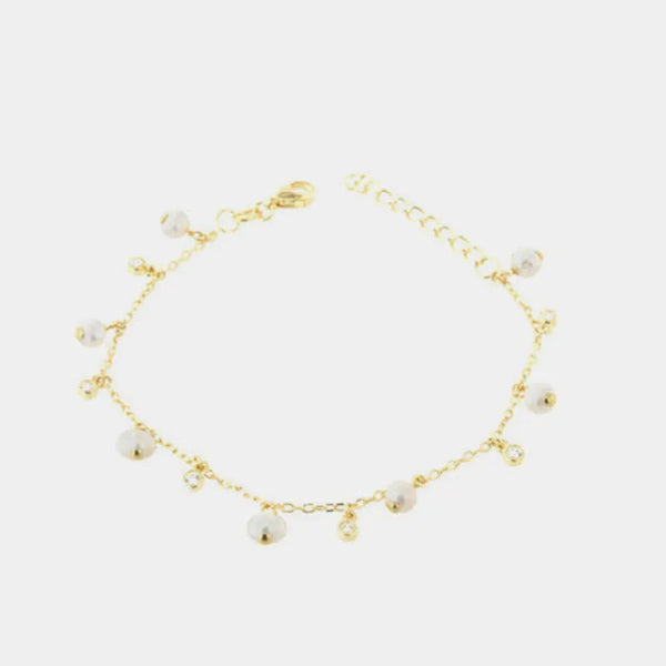 Bracciale in Argento 925 con zirconi e perle di acqua dolce