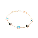 Bracciale in Argento 925 con ciondoli smaltati a forma di fiori