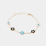 Bracciale in Argento 925 con ciondoli smaltati a forma di fiori