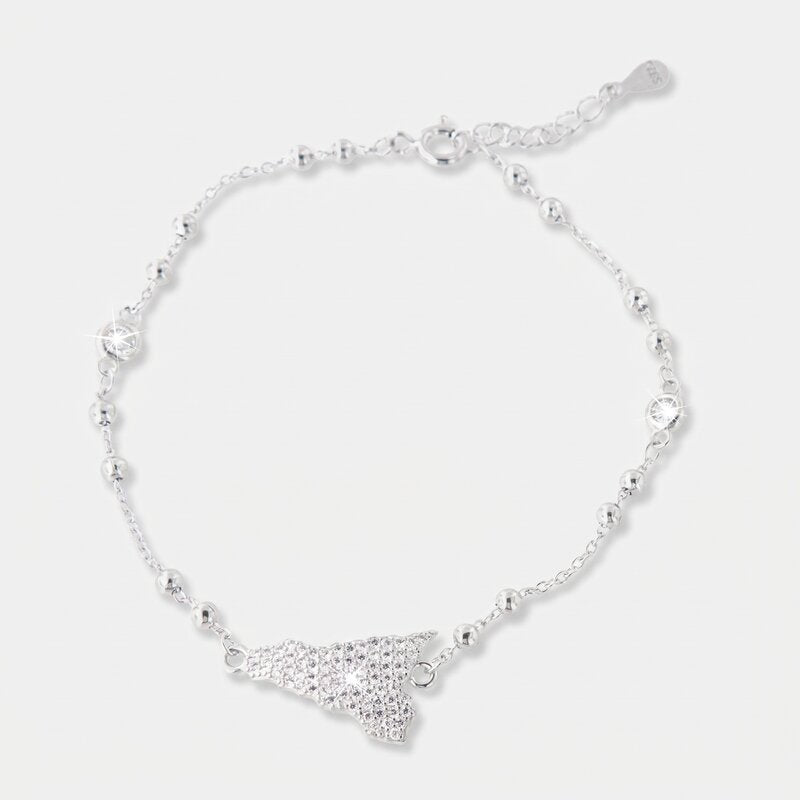 Bracciale in Argento 925 con forma isola siciliana, impreziosito da pavè di zirconi bianchi - BYSIMON gioielli
