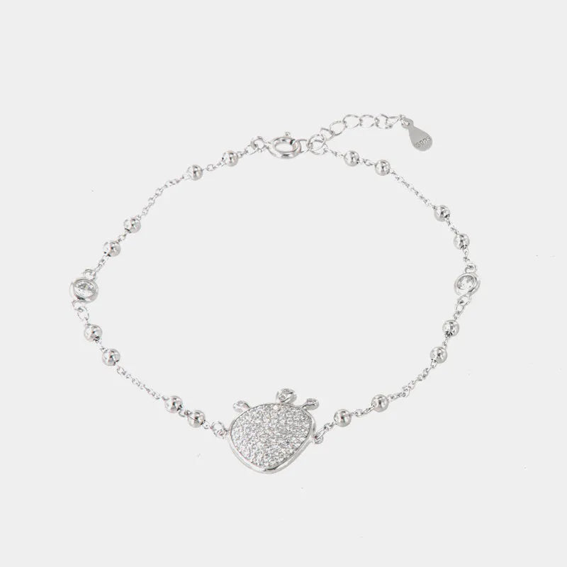Bracciale in Argento 925 con ciondolo fico d'india, impreziosito da pavè di zirconi bianchi