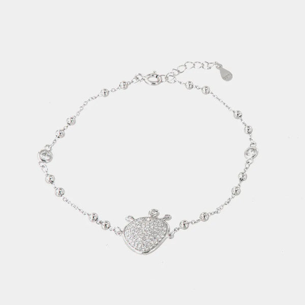 Bracciale in Argento 925 con ciondolo fico d'india, impreziosito da pavè di zirconi bianchi - BYSIMON gioielli