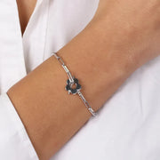 Bracciale in Argento 925 a catena con fiore liscio, chiusura t-bar