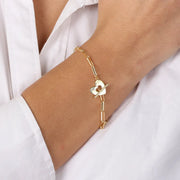 Bracciale in Argento 925 a catena con cuore liscio, chiusura t-bar