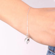 Bracciale in Argento 925 con campanella portafortuna e quadrifoglio