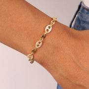 Bracciale in Argento 925 con maglia marina impreziosita da zirconi bianchi