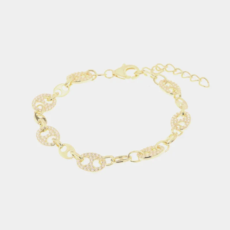 Bracciale in Argento 925 con maglia marina impreziosita da zirconi bianchi