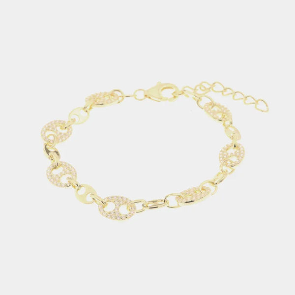 Bracciale in Argento 925 con maglia marina impreziosita da zirconi bianchi