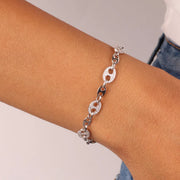 Bracciale in Argento 925 con maglia marina impreziosita da zirconi bianchi