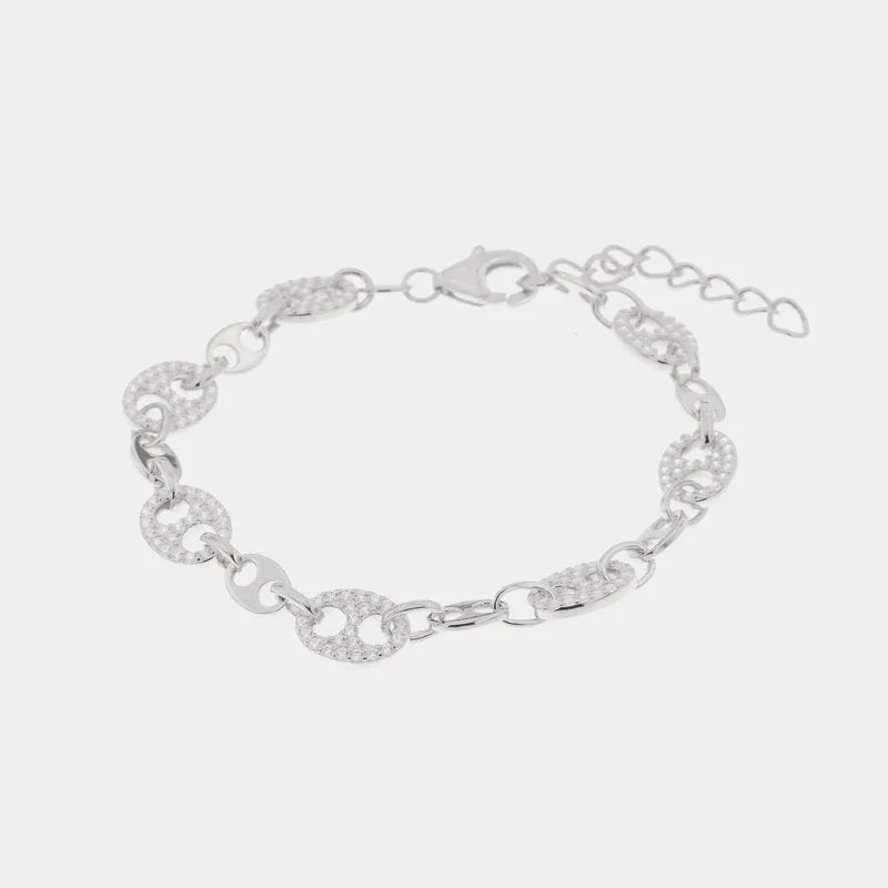 Bracciale in Argento 925 con maglia marina impreziosita da zirconi bianchi