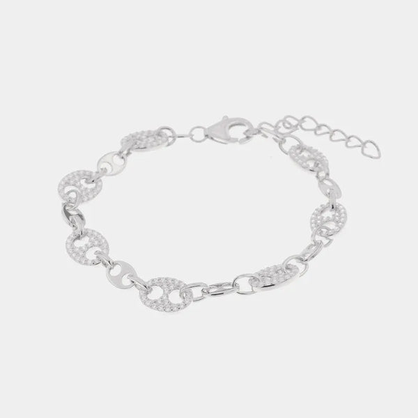 Bracciale in Argento 925 con maglia marina impreziosita da zirconi bianchi