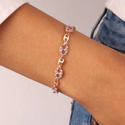 Bracciale in Argento 925 con maglia marina impreziosita da zirconi multicolor