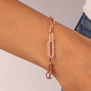 Bracciale in Argento 925 a catene con dettaglio in zirconi multicolor