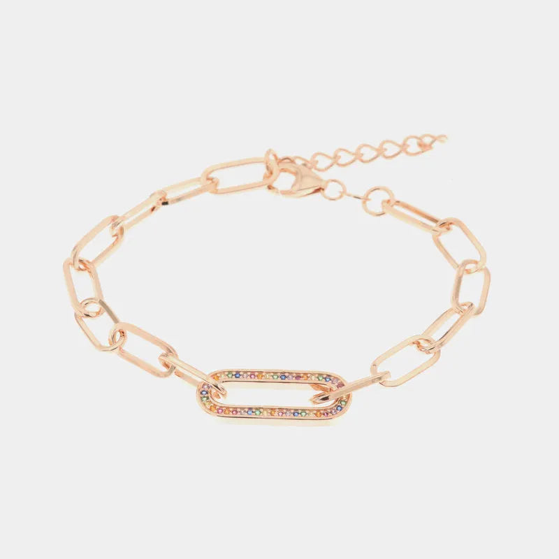 Bracciale in Argento 925 a catene con dettaglio in zirconi multicolor